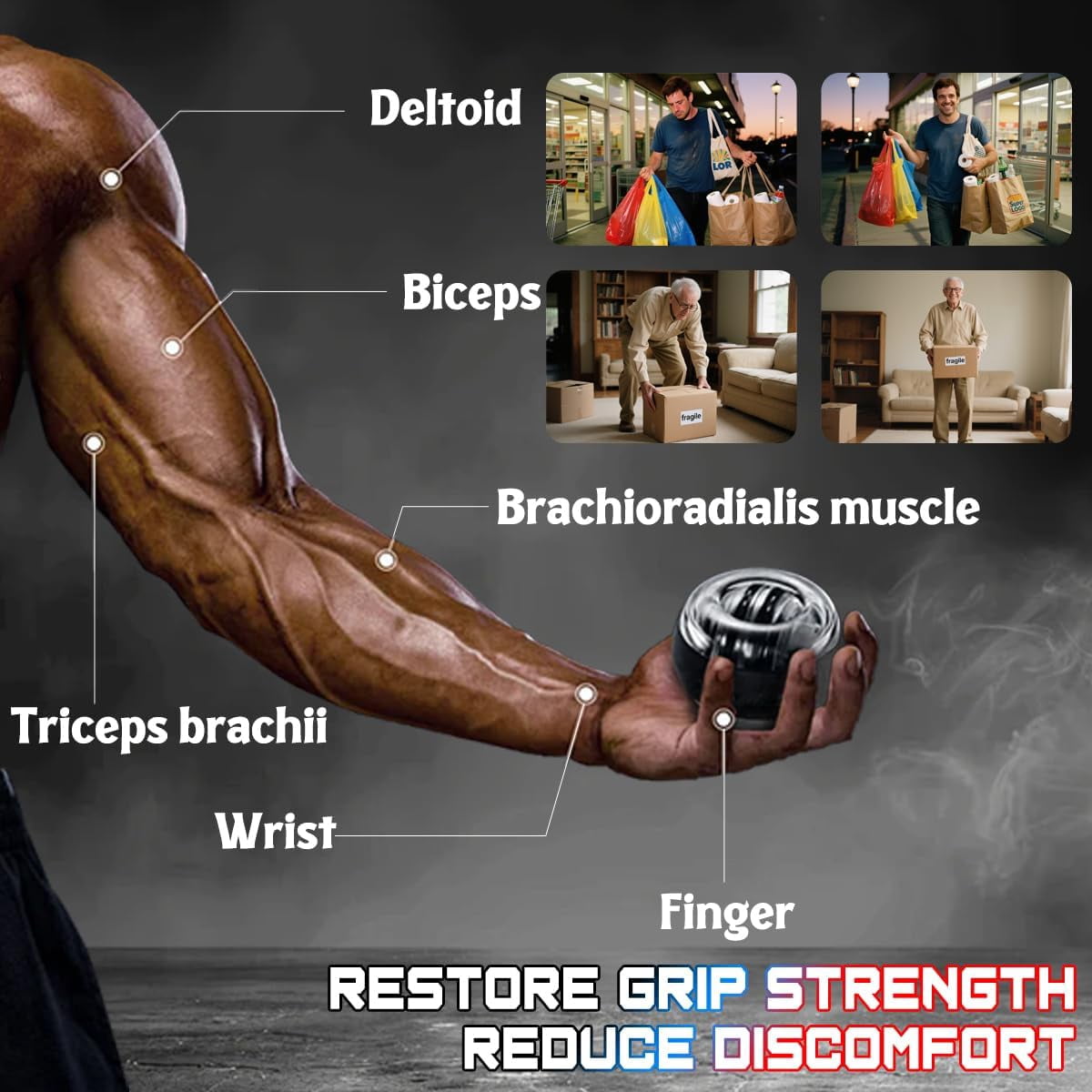 2026 Best Wrist Ball Hand Exerciser, Gyro Balls Wrist Strengthener - Stronger Hands & Grip Strength, Wrist Trainer Balls Auto-Start Gyroscopic Forearm Exerciser w/LED Lights for Seniors