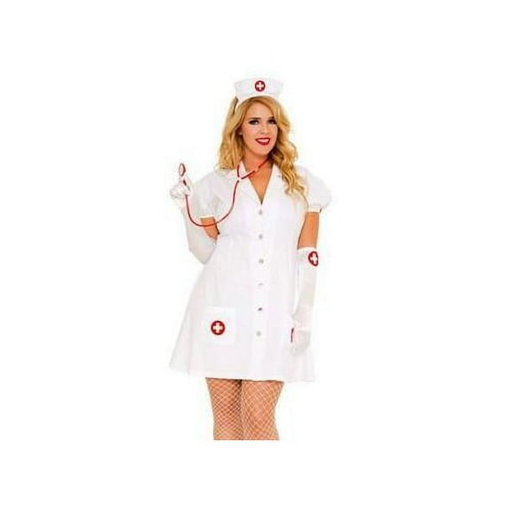 Music Legs Nurse Gwen Fancy-Dress Costume for Women with Fabric Cap, Plus Size 1X/2X 3X/4X