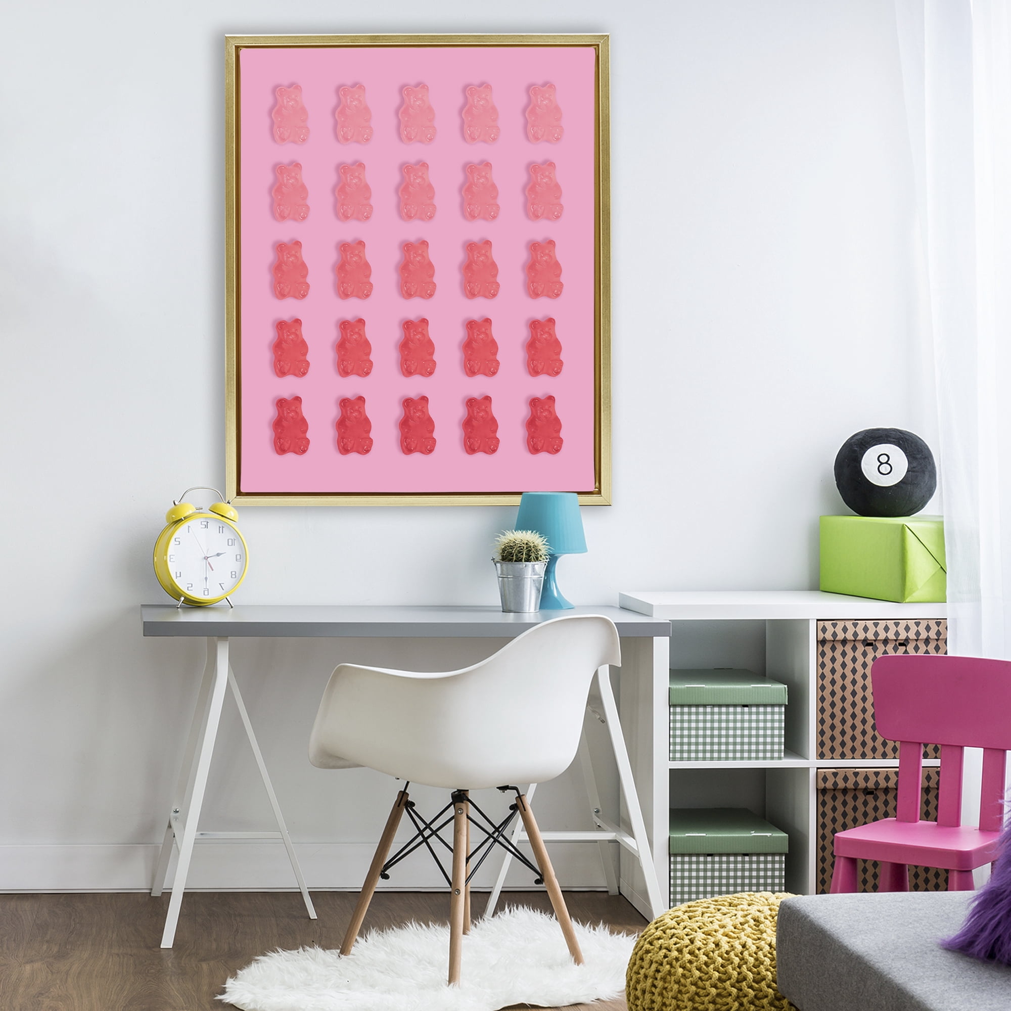 Stupell Industries Sweet Pink Gummy Bears Gold Framed Floater Canvas Wall Art, design by LISH Creative