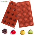 thumbnail image 1 of BadPiggies 15 Holes Silicone Molds, 2 Pieces Semi Sphere Chocolate Baking Molds for Hot Chocolate Bombs Cake Jelly Pudding, 1 of 10