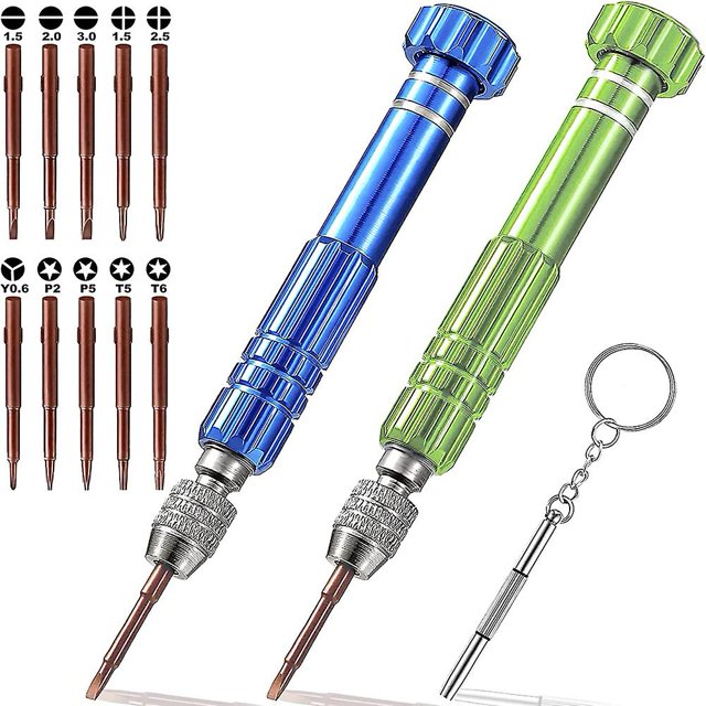Destornillador para gafas Yuxing kit de reparación de gafas con 10 puntas de destornillador magnético verde azulado