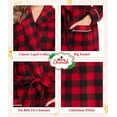 thumbnail image 2 of ANLIQI Couples Matching Chritsmas Robes Soft Fleece Red Plaid Robe Long Cozy Warm Bathrobe with Pockets (Womens,DR, 2XL), 2 of 5