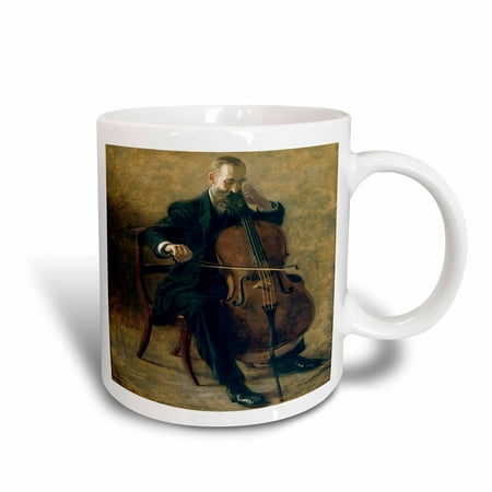 3dRose The Cello Player by Thomas Eakins Man Sitting Playing a Cello, Ceramic Mug,