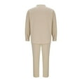 thumbnail image 6 of QATAINLAV Mens 2 Piece Linen Outfits Long Sleeve Button Down Shirts and Loose Wide Leg Pants Set Summer Beach Vacation Clothes Khaki XL, 6 of 9