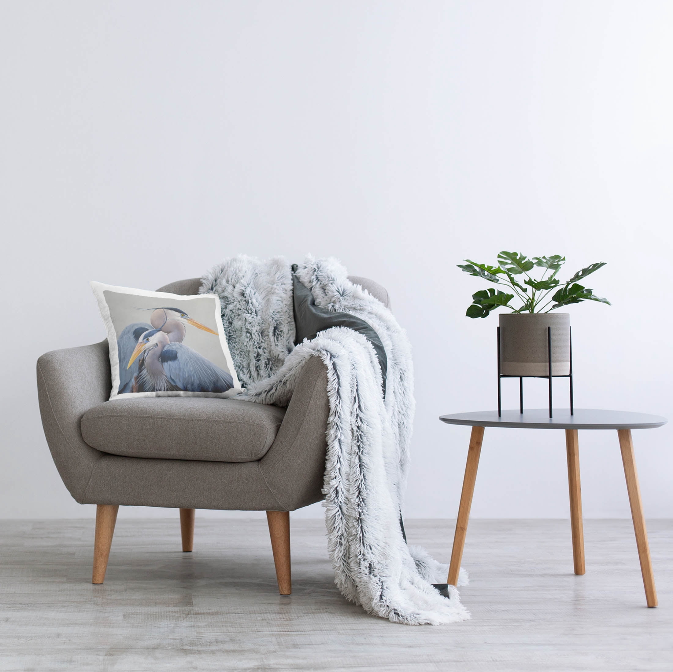 Stupell Industries Heron Birds Huddled Portrait Printed Throw Pillow Design by James Corwin