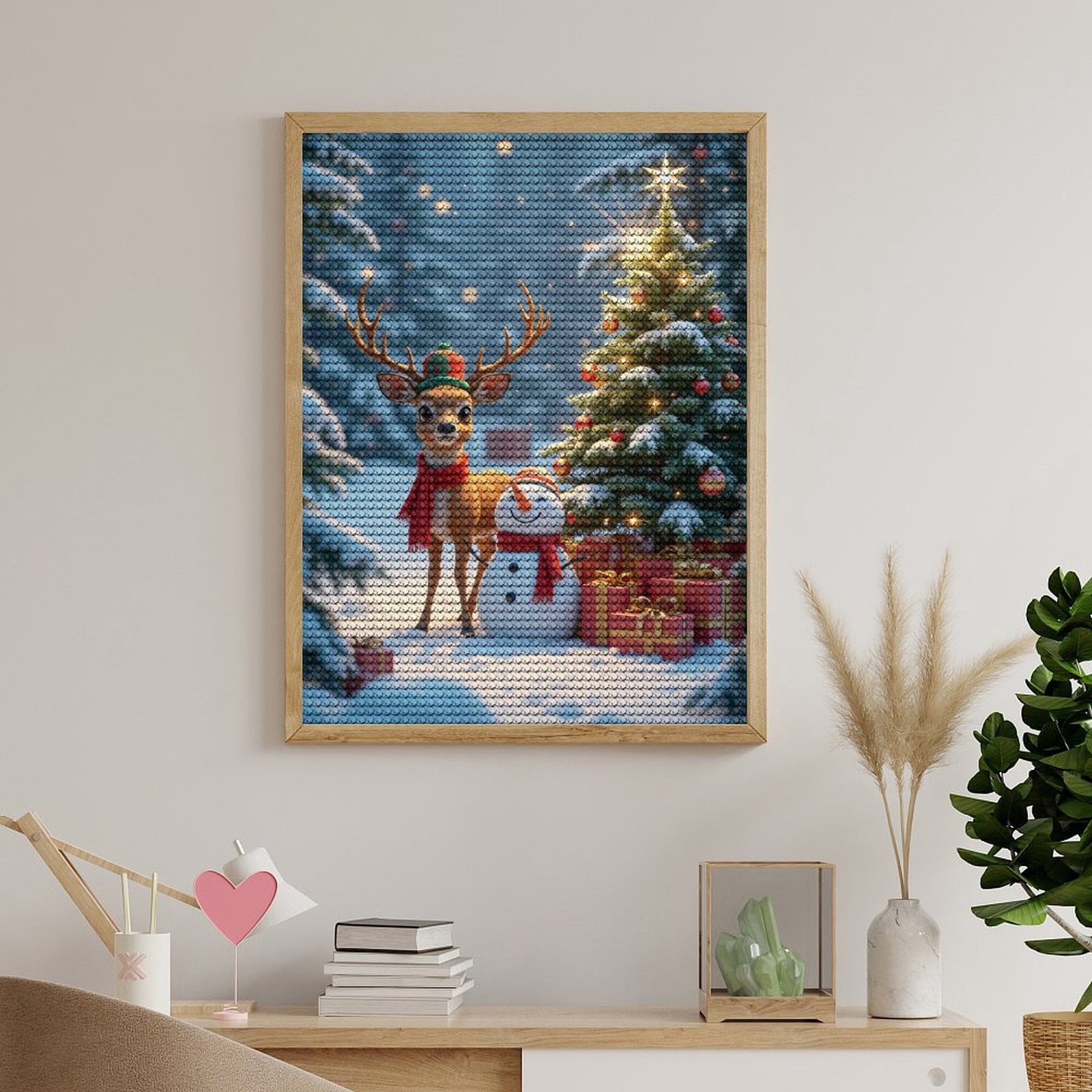 Diamond Art Kits for Adults, Reindeer Snowman Christmas Tree 5D Diamond Painting Kits for Adults Beginners, DIY Full Drill Diamond Painting, Gem Art and Crafts 12x16