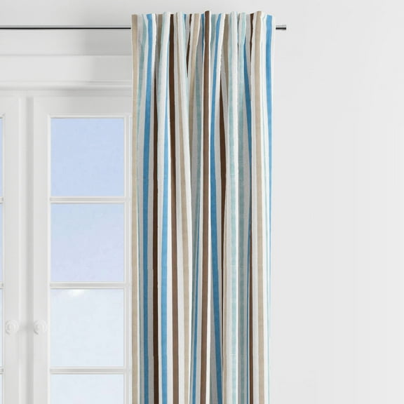 Bacati Curtain Panel Aqua/Choc Stripes Mod Diamonds, 1.0 CT