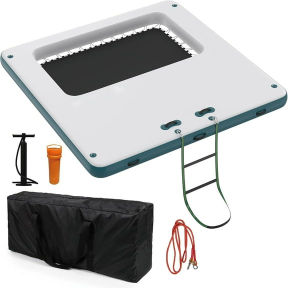 Ataucjin Inflatable Water Hammock Floating Dock Mesh, 10FT/8FT Sunchill Float Ring Heavy Duty River Floats Lake Raft for Tanning Pool Lounger Float Island Platform Pad Mat Party