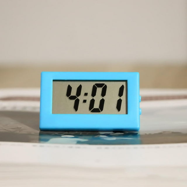 Elodie Mini Table Clock Battery Powered LCD Display Digital PS Mute Silent Working Blue