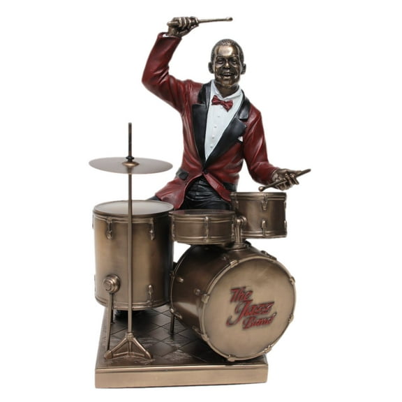 US 10.75 Inch Drum Player Cold Cast Decorative Figurine, Bronze Color