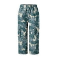thumbnail image 5 of Women's Casual Pants Women'S Casual Camouflage Print Cargo Pants Stretch Elastic Waist Tapered Pants With Pockets,Blue Women's Casual Pants S, 5 of 7