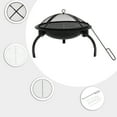 thumbnail image 6 of 21 Inch Grill Fire Pit, SYNGAR Outdoor Wood Burning Bonfire BBQ Fire Bowl, Lightweight Metal Fire Pit Bowl with Spark Screen, Poker & Grill, for BBQ, Camping, Picnics, Beach, Garden, Yard, Black, D722, 6 of 10