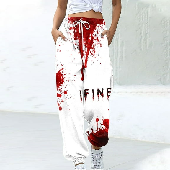 WXLWZYWL Womens Halloween Sweatpants Graphic Print Pants Drawstring Waist Joggers Casual Lounge Pants Athletic Workout Pants
