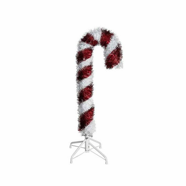 Kurt S. Adler H0671 3 ft. Unlit Red & White Tinsel Candy Cane