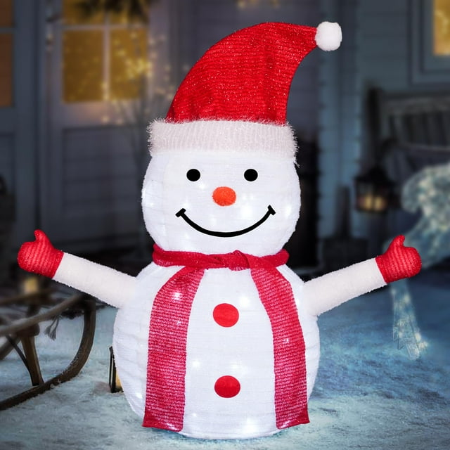 Muñeco de nieve iluminado PIXFAIRY para decoración navideña de 85 cm de altura
