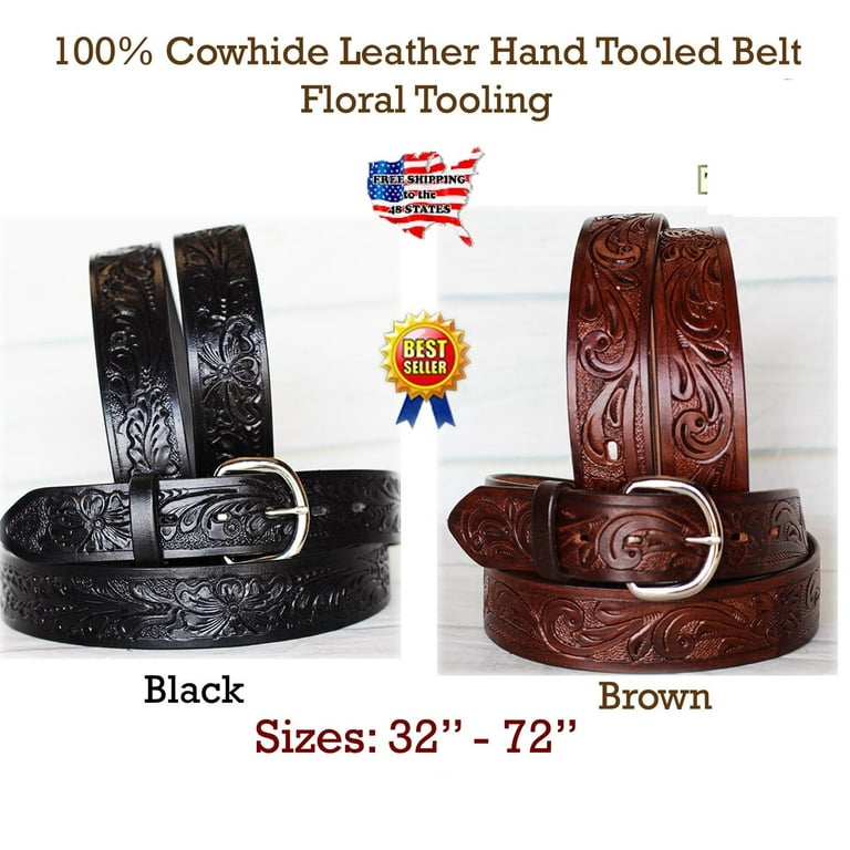 RAW HYD Western Leather Belt for Men (32) at  Men's Clothing