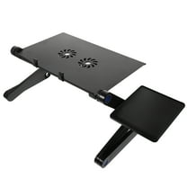 MLINS  Computer Desk Table for Bed Laptop Stand Fan Foldable Frame Black