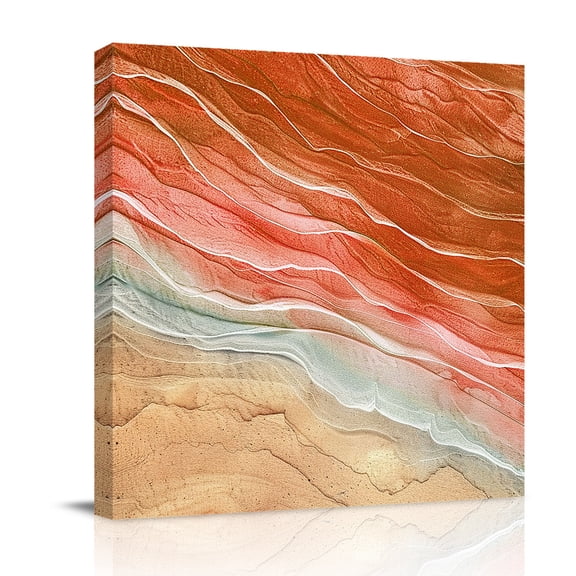 Canvas Wall Art, Burnt Orange Ombre Coastal Framed Canvas Prints for Bathroom Desk, Summer Nautical Beach Ocean Seaside Small Gallery Wrapped Wall Decor for Home Office, Gifts, 8"x8" Ship Next Day