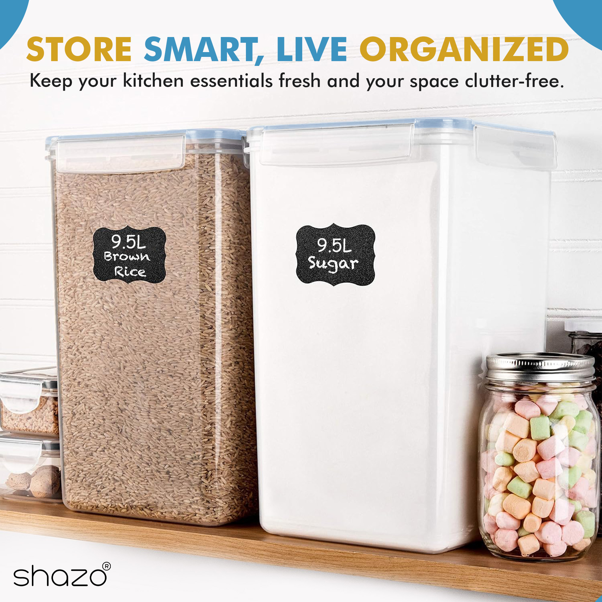 Shazo 2-Piece Extra-Large Airtight Food Storage Containers, 9.5L photo 8