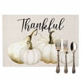 thumbnail image 2 of Thanksgiving Placemats Set of 4 Fall Farmhouse Beige Pumpkin Linen Texture Heat Insulated Linen Place Mats, Washable Stain-Proof Table Mats for Dining Tables Holiday Decor 13x19inch, 2 of 9