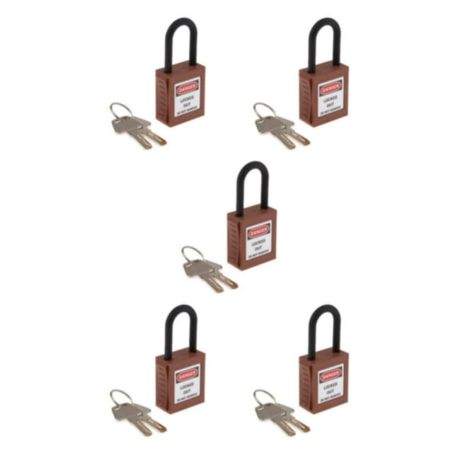 mmirethe Durable 38 mm PVC Curved Safety Lockout Padlock Ensuring Security Brown 90x40x19 mm 5Set