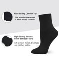 thumbnail image 3 of SERISIMPLE Viscose Bamboo Non Binding Sock Women Diabetic Top Socks Loose Fit Seamless Toe Wide Stretchy Crew Socks 4 Pairs（Black 8-10）, 3 of 4