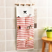 Walbest Linen Cotton Fabric Hanging Organizer 6/8 Pockets Wall Door Hanging Storage Bag Home Organizer
