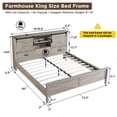 thumbnail image 4 of OKD Modern Farmhouse King Platform Bed with Bookcase Headboard Storage and Charging Station,No Box Spring Needed, Light Rustic Oak, 4 of 7