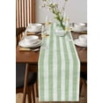 thumbnail image 4 of Boanket Sage Green Stripes Table Runner - 60 Inch Long, Kitchen Dining Table Runner Dresser Scarves, Vintage Farmhouse Linen Styles Boho Farmhouse Home Decor for Coffee Table Wedding Party Banquet, 4 of 8