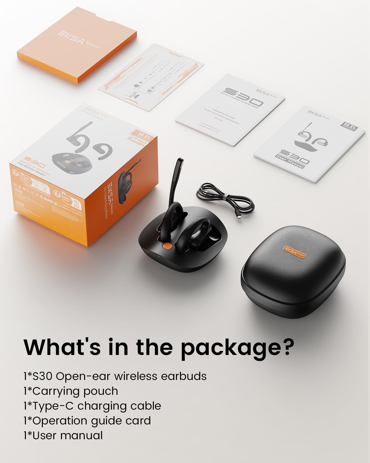 EKSA S30 AI Open-Ear Air Conduction True Wireless Headset