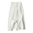 thumbnail image 3 of Baqcunre Womens Culottes Cotton Wide Leg Palazzo Pants Elastic Waist Capri Trousers With Pockets,XL,Women'S Pants,Wide Leg Pants Woman,Pants For Women,Womens Fashion,Womens Clothes,White, 3 of 8