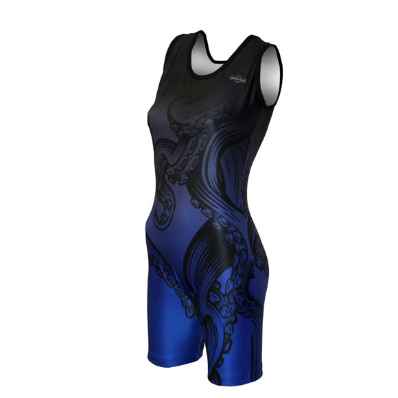 Singlete de lucha Matman The Kracken para mujer, negro y azul real