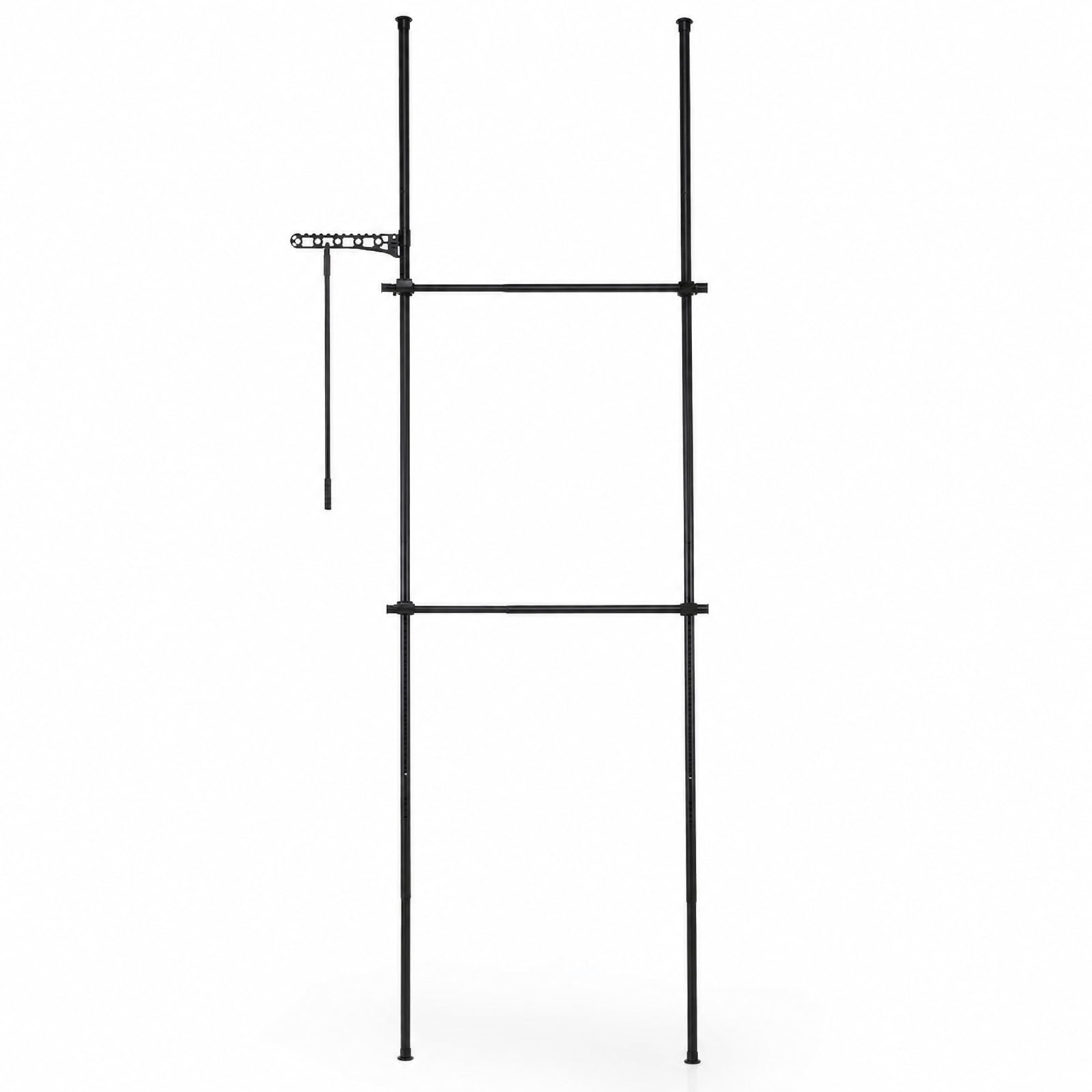 Furnibear Adjustable Floor to Ceiling Clothes Rack with 2 Hanging Rods Telescoping Garment Closet Organizer for Bedroom Entryway, Black