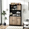 thumbnail image 3 of Spaco 4-Door Freestanding Kitchen Buffet, Kitchen Pantry with Hutch and Adjustable Shelves, Cabinet for Indoor, Black, 3 of 9