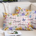 thumbnail image 2 of Spring Wildflowers Pillow Covers King, Watercolor Floral Butterflies Pink Plaid Soft Brushed Microfiber Breathable Throw Pillow Covers, Pillowcase with Zipper for Couch Sofa Bedroom 20"x36", 2 of 9