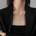 thumbnail image 2 of LATS Double Layered Love Heart Pendant Necklace for Women Silver Color Simple Neck Chain Choker Fashion Jewelry Birthday Gifts, 2 of 5