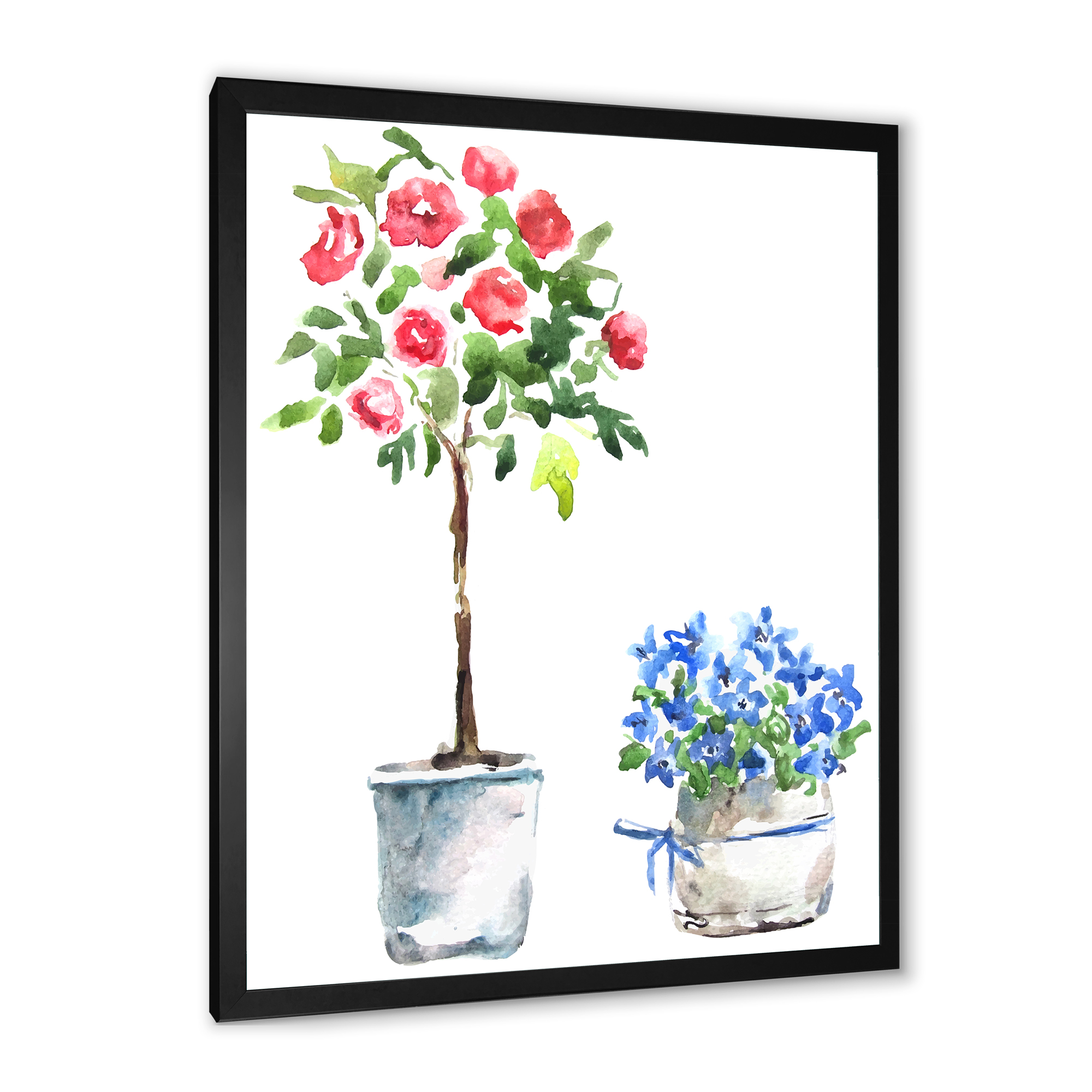 Designart 'Red and Blue Houseplants' Traditional Framed Art Print