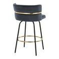 thumbnail image 4 of Cinch 26" Contemporary Fixed-Height Counter Stool with Swivel in Black Metal and Black Velvet with Round Gold Footrest by LumiSource - Set of 2, 4 of 4