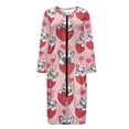 thumbnail image 5 of FOR U DESIGNS French Bulldog Strawberry Pink Pattern House Dresses for Women Breathable Womens Embroidered Housecoat Lightweight Long Sleeve Duster Robe Sleep Dress with Pockets, S, 5 of 8