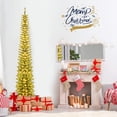 thumbnail image 4 of Patiojoy 8FT Artificial Christmas Tree Pre-lit Pencil Xmas Tree with 591 Branch Tips 300 Warm White LED Lights, 4 of 10