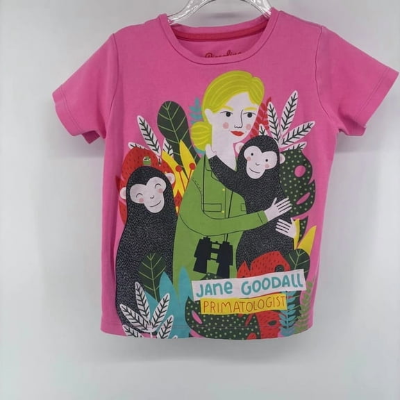 Piccolina Jane Goodall Primatologist Graphic Pink Kids T-Shirt