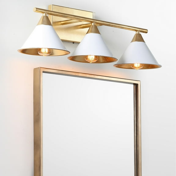 JONATHAN Y Yvette 3-Light 25" Metal Vanity Wall Light, White/Gold