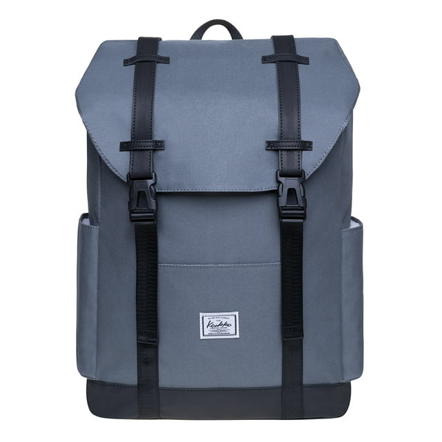 KAUKKO Vintage Casual polyster and Leather Rucksack Backpack (Nylon Grey)