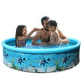 thumbnail image 1 of Non-Inflatable Kids' Outdoor Hard Plastic Pool, Model D (155×30cm / 61×11.8in) - 435L/115 Gallon Blue PVC Foldable Pool, Safe Non-Toxic Print, Wear-Resistant Durable Portable Swimming Pool for, 1 of 6