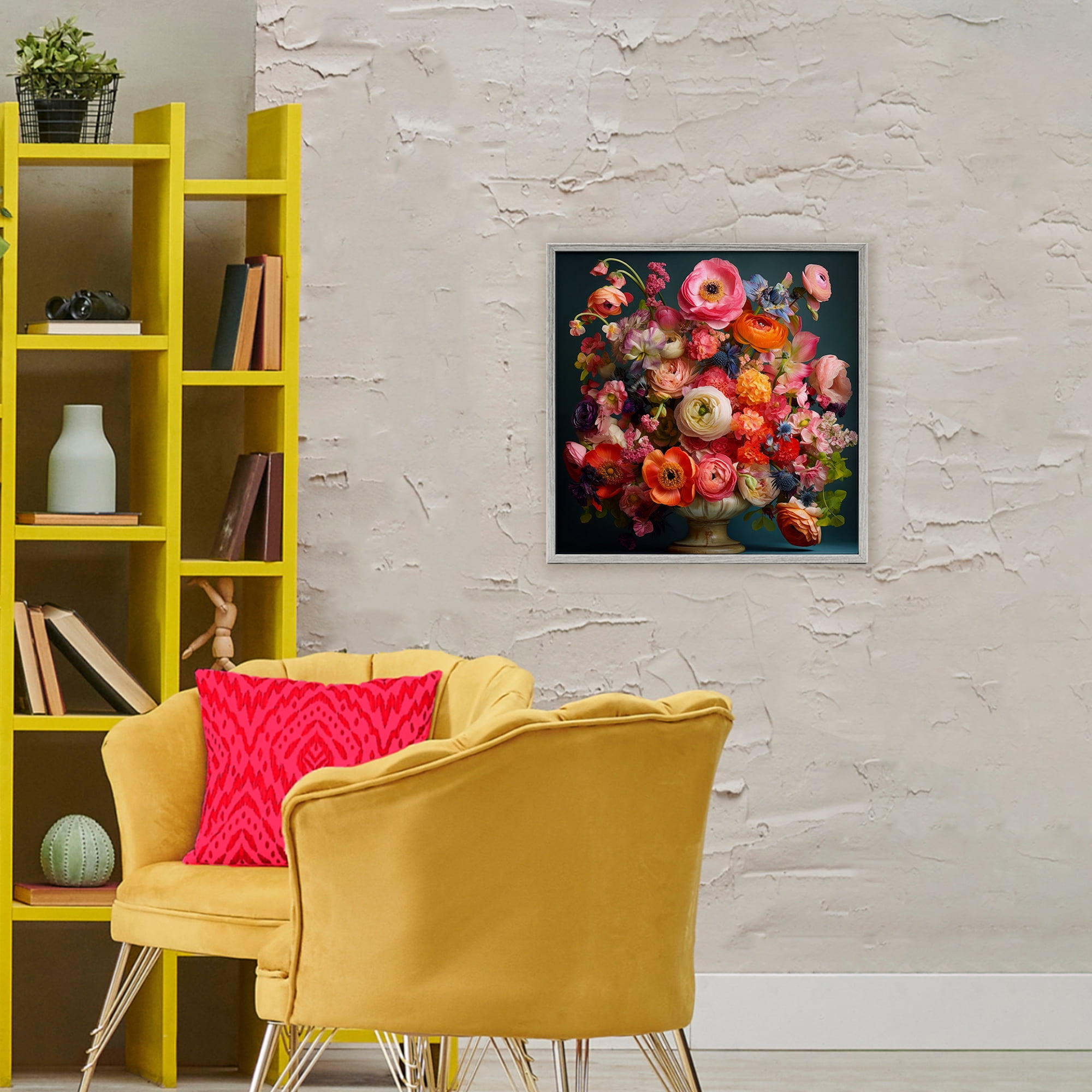 Stupell Industries Harmonious Mixed Peonies Gray Framed Giclee Art, design by Lazar Studio