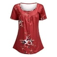 thumbnail image 5 of MYLookk Women Summer Pleated Short Sleeve Tunic Tops Button Down Casual Blouse, 5 of 7