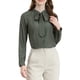 thumbnail image 1 of CAMISA DE MODA DE MUJER CON LAZO EN EL CUELLO Y MANGAS LARGAS, DECORACIÓN DE BOTONES, M GRIS VERDE, 1 of 7