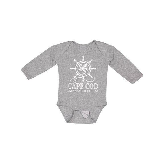 Inktastic Cape Cod Massachusetts Nautical Boys or Girls Long Sleeve Baby Bodysuit