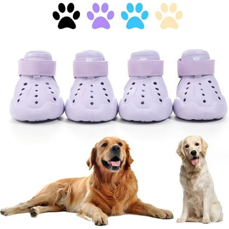 HQREA Dog Shoes  Dog Sandals for Hot Pavement  Waterproof Pet Beach Outdoor Boots 4PCS