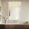 thumbnail image 2 of Wall Mirror White Color 24"x36" Wavy Rectangle Solid Wood Frame Decorative Mirror,For Bedroom, Bathroom, Living Room, Entryway,Decorative Wall Mirror, 2 of 11
